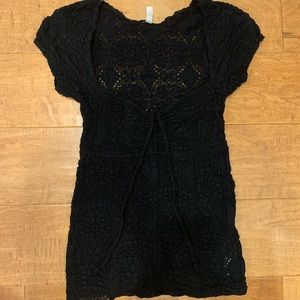 Free People black crochet tee